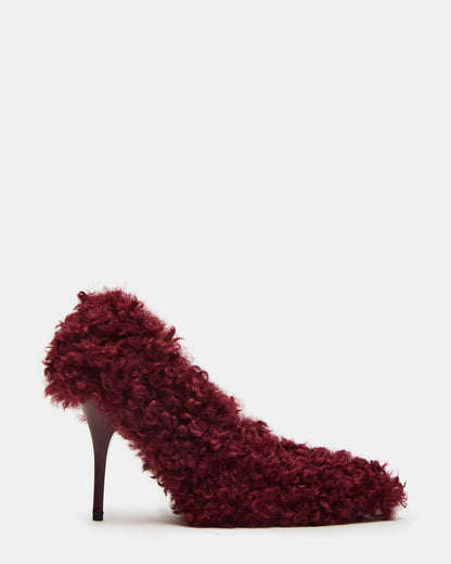 ACHILLES Red Pointed-Toe Faux Fur Stiletto Women's Heel - Steve Madden