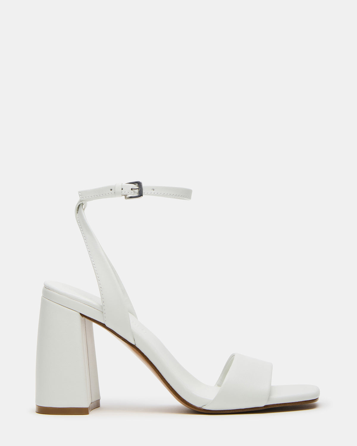MESSA White Leather Women's Square-Toe Block Heel - Steve Madden