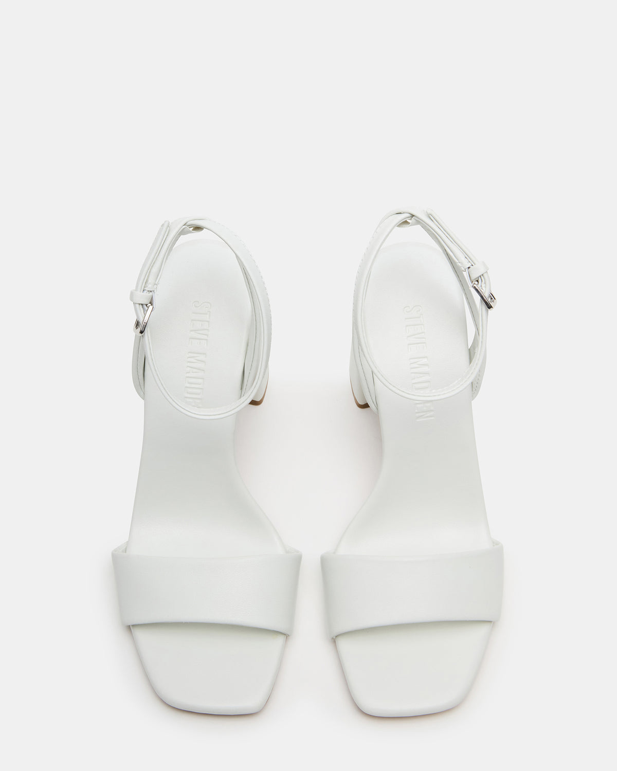 MESSA White Leather Women's Square-Toe Block Heel - Steve Madden