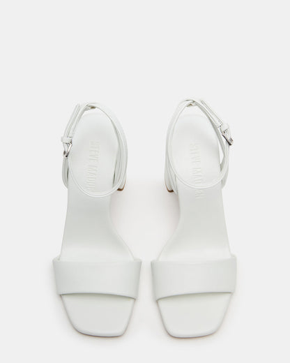 MESSA White Leather Women's Square-Toe Block Heel - Steve Madden