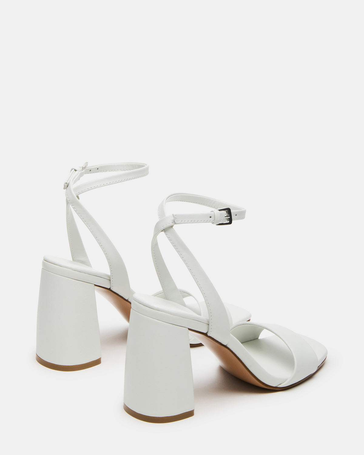 MESSA White Leather Women's Square-Toe Block Heel - Steve Madden