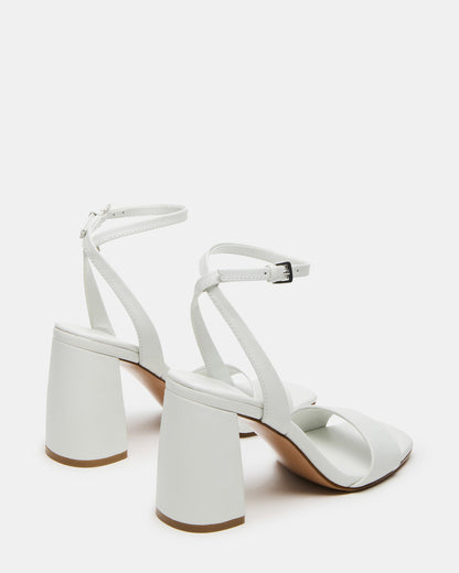 MESSA White Leather Women's Square-Toe Block Heel - Steve Madden