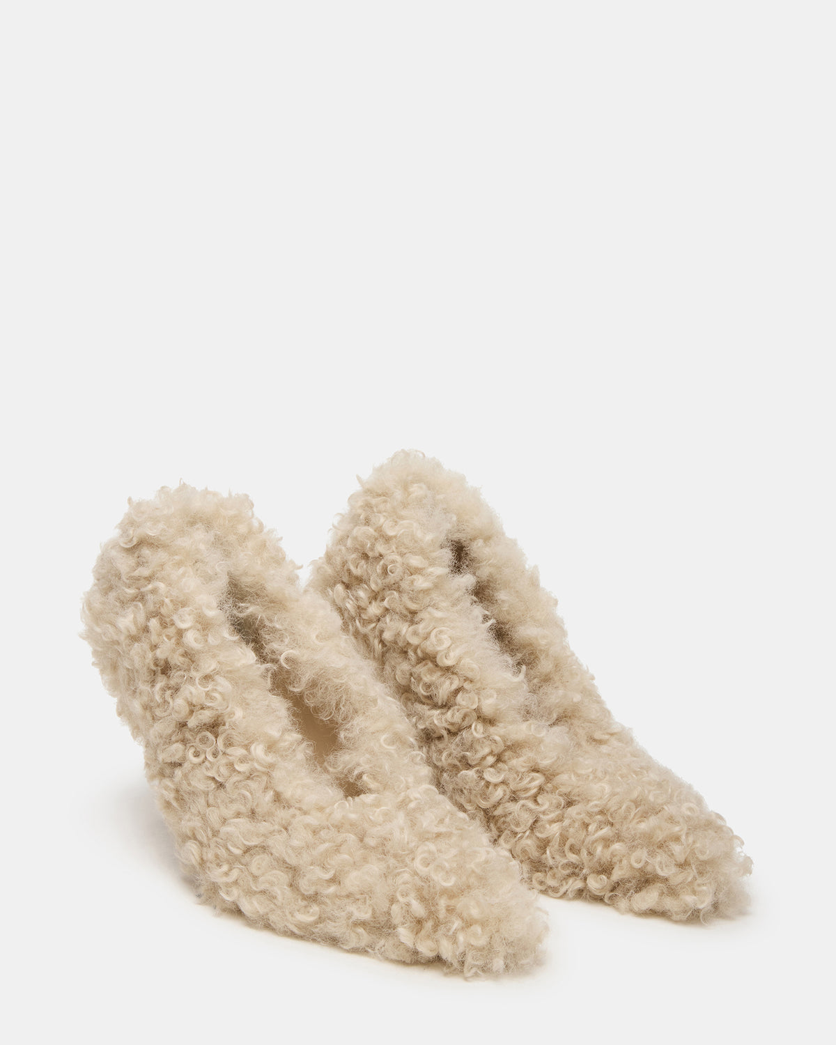 ACHILLES Off-White Pointed-Toe Faux Fur Stiletto Women's Heel - Steve Madden