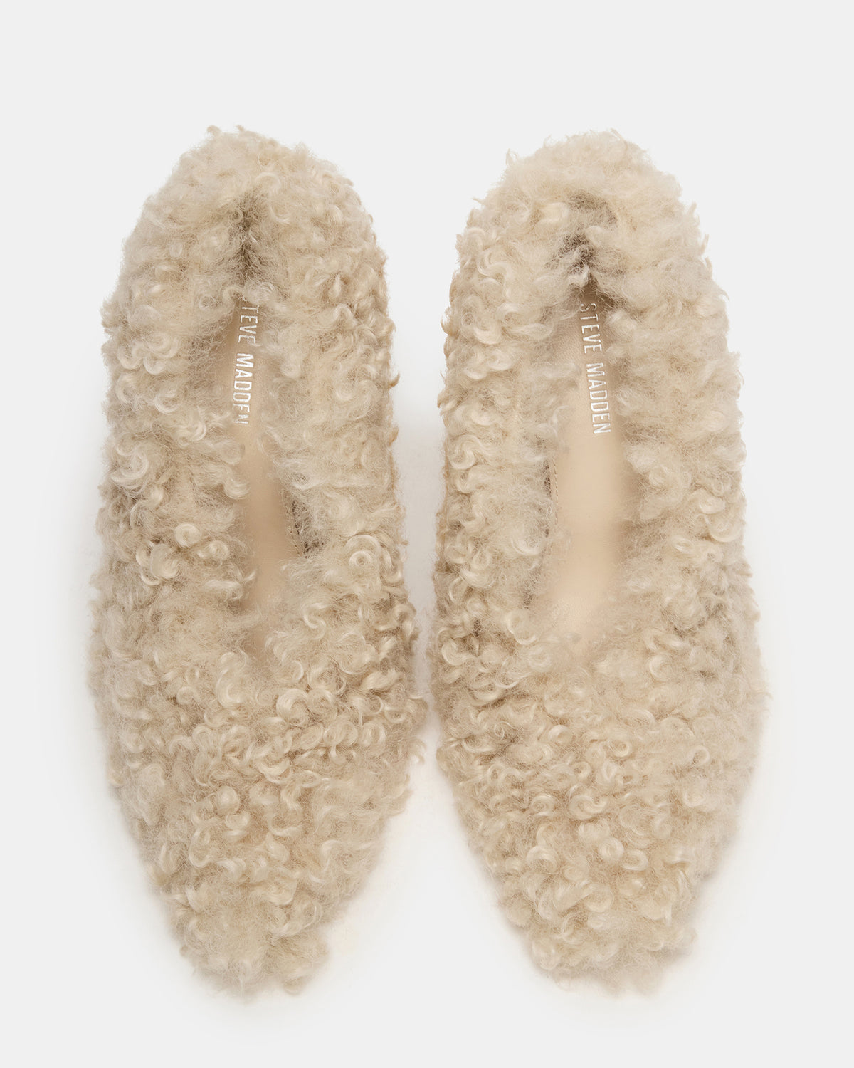 ACHILLES Off-White Pointed-Toe Faux Fur Stiletto Women's Heel - Steve Madden