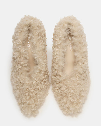 ACHILLES Off-White Pointed-Toe Faux Fur Stiletto Women's Heel - Steve Madden