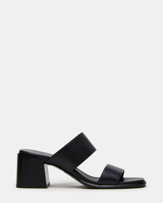 SYCAMORE Black Leather Square-Toe Mule Women's Heel - Steve Madden