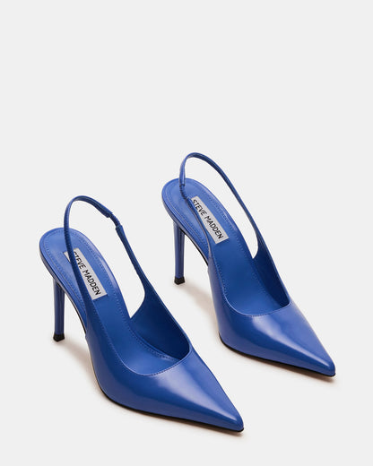 REYES Blue Leather Slingback Stiletto Pointed-Toe Pump Women's Heel - Steve Madden