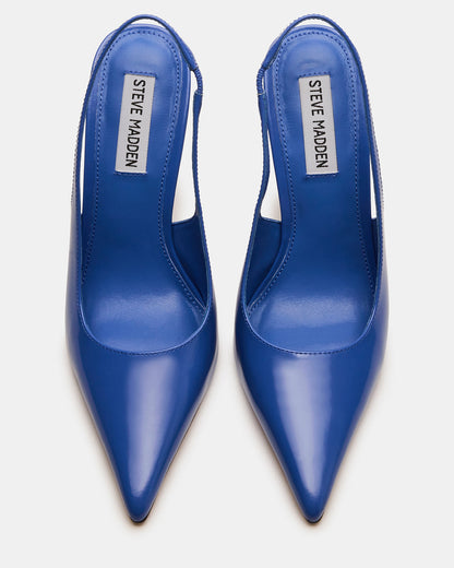 REYES Blue Leather Slingback Stiletto Pointed-Toe Pump Women's Heel - Steve Madden