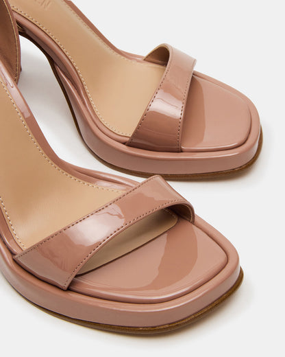 SULLIVAN Blush Patent Square-Toe Strappy Heel | Women's Heels - Steve Madden