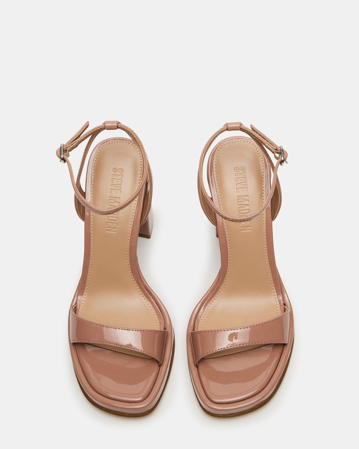SULLIVAN Blush Patent Square-Toe Strappy Heel | Women's Heels - Steve Madden