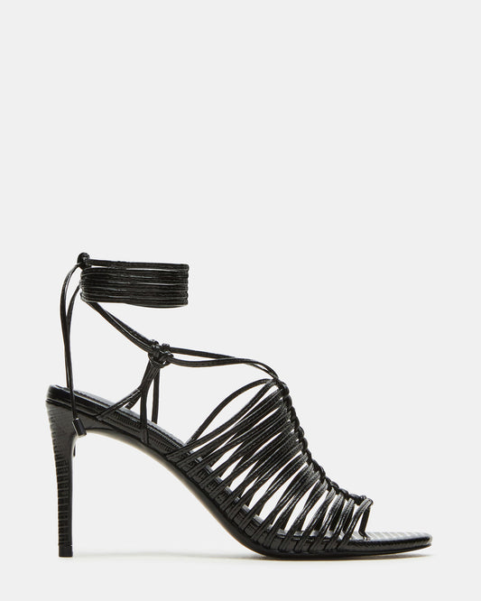 BRISTOWE Black Strappy Stiletto Heel | Women's Heels - Steve Madden