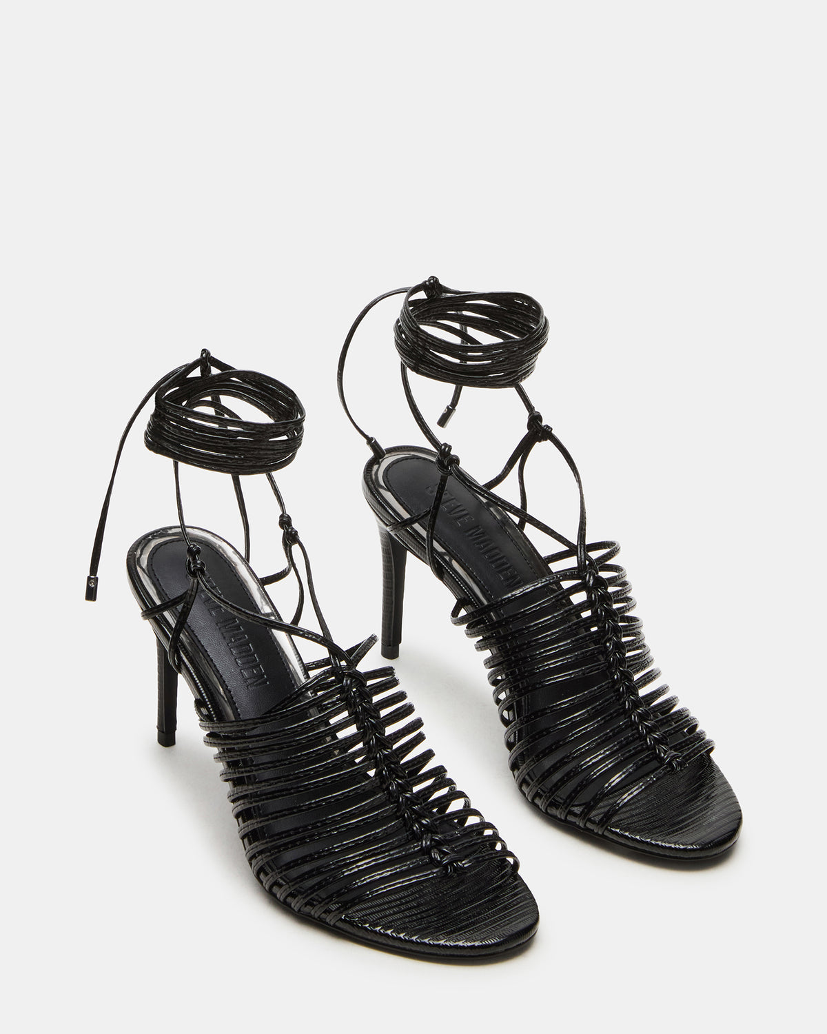 BRISTOWE Black Strappy Stiletto Heel | Women's Heels - Steve Madden