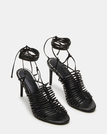 BRISTOWE Black Strappy Stiletto Heel | Women's Heels - Steve Madden