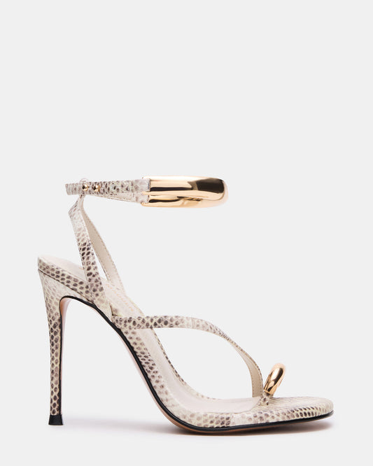 TIA Beige Snake Open-Toe Stiletto Women's Heel - Steve Madden