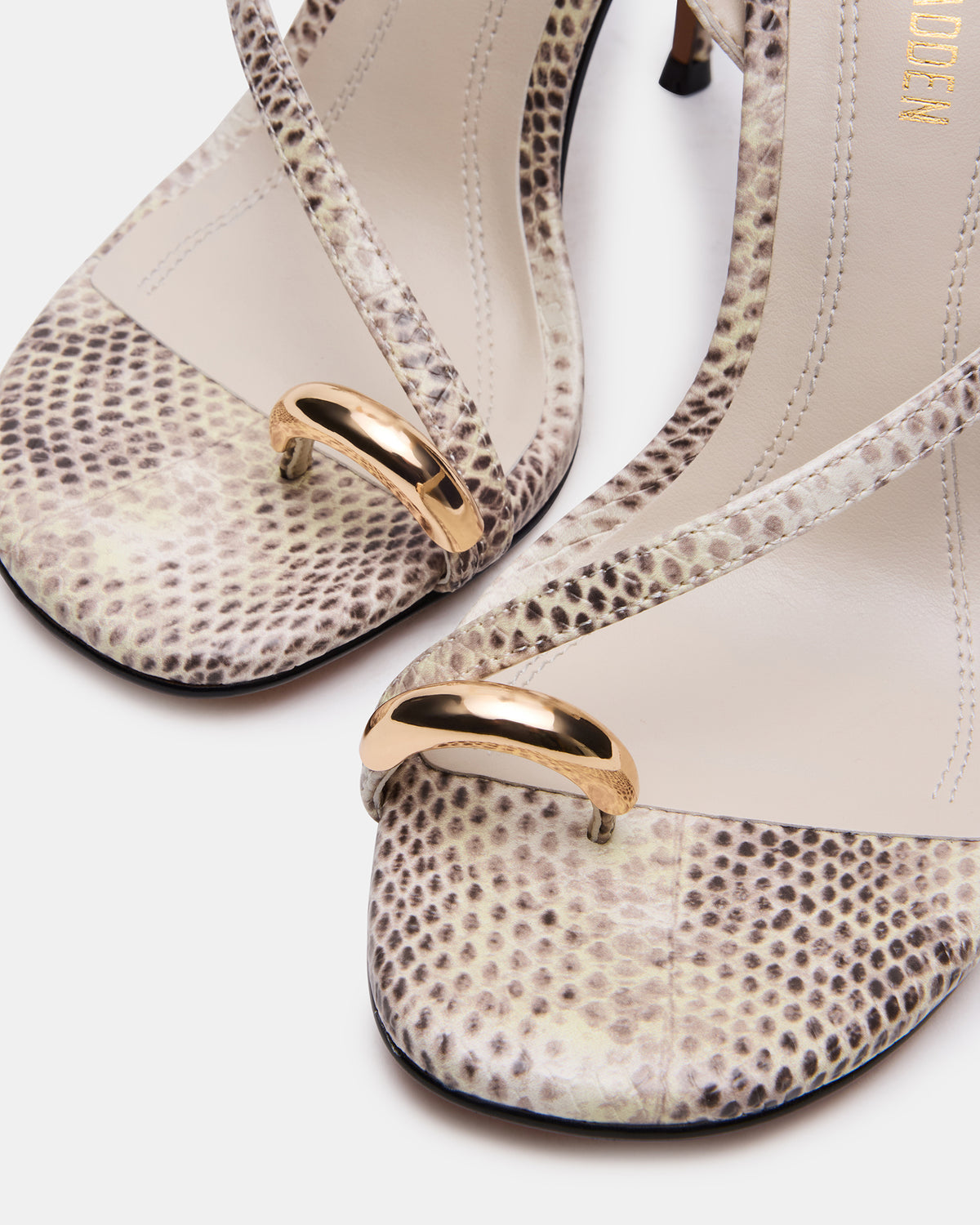 TIA Beige Snake Open-Toe Stiletto Women's Heel - Steve Madden