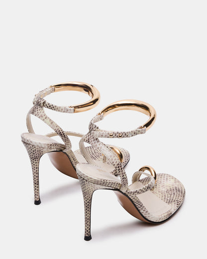 TIA Beige Snake Open-Toe Stiletto Women's Heel - Steve Madden