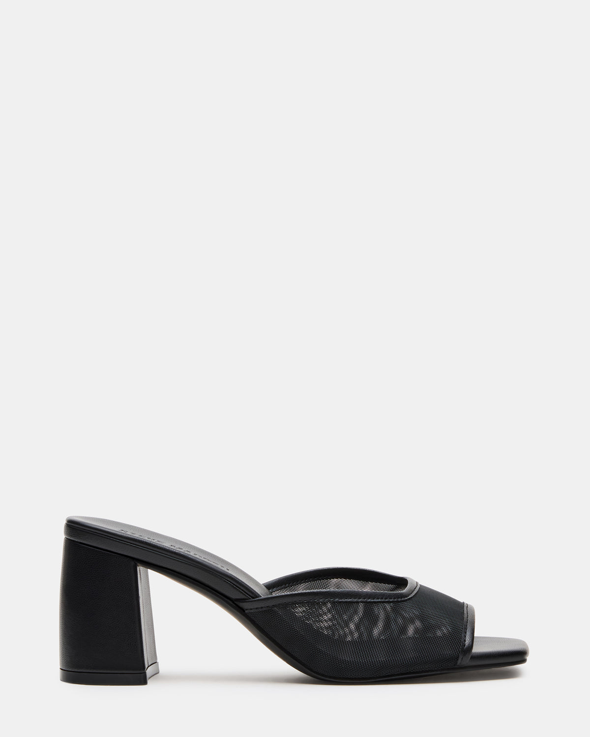 MADAME Black Square-Toe Mesh Mule Women's Heel - Steve Madden