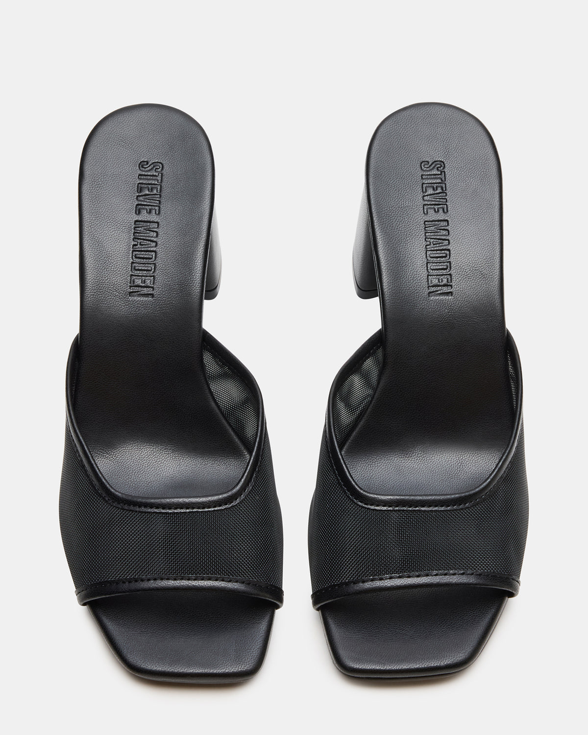 MADAME Black Square-Toe Mesh Mule Women's Heel - Steve Madden
