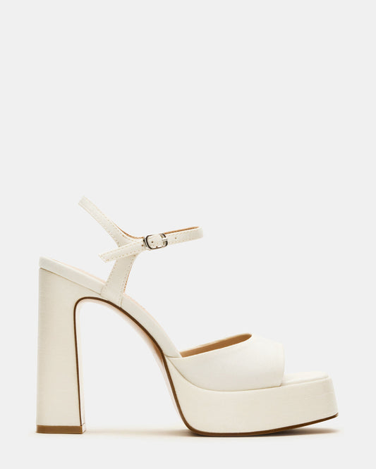 LINADRA Ivory Satin Women's Platform Square-Toe Strappy Heel - Steve Madden