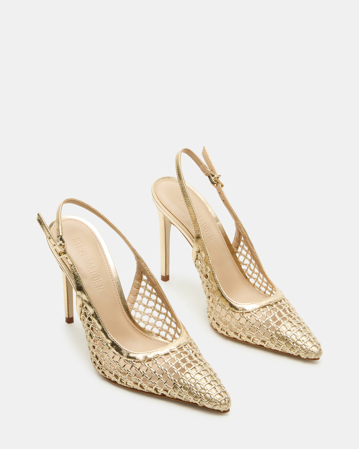 REYES Woven Gold Slingback Stiletto Pointed-Toe Pump Women's Heel - Steve Madden