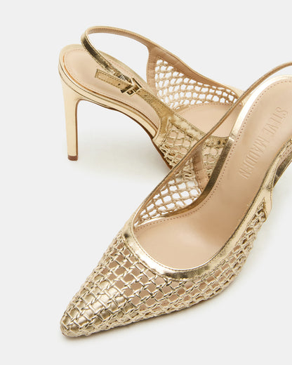 REYES Woven Gold Slingback Stiletto Pointed-Toe Pump Women's Heel - Steve Madden