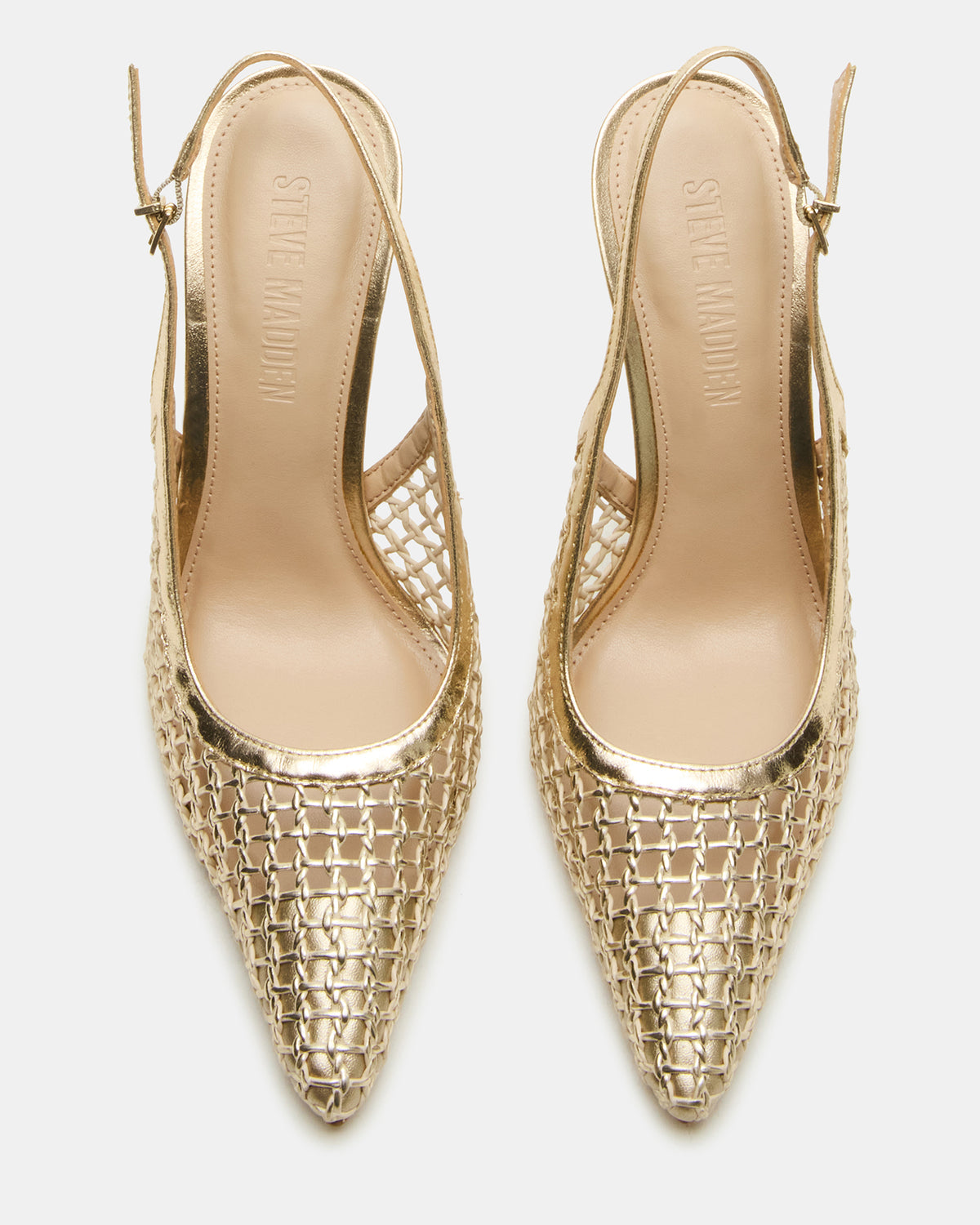 REYES Woven Gold Slingback Stiletto Pointed-Toe Pump Women's Heel - Steve Madden