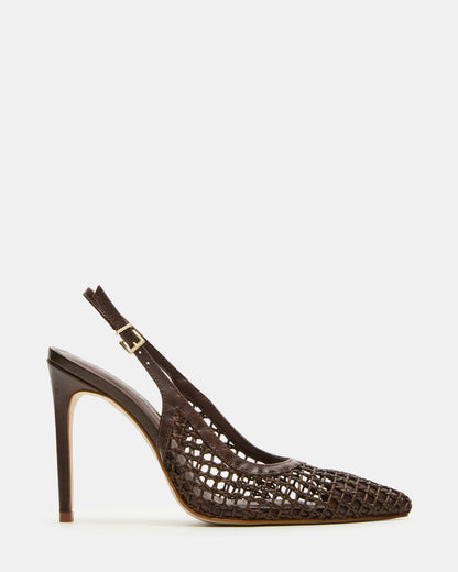 REYES Woven Brown Slingback Stiletto Pointed-Toe Pump Women's Heel - Steve Madden
