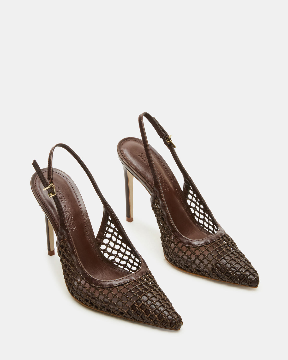 REYES Woven Brown Slingback Stiletto Pointed-Toe Pump Women's Heel - Steve Madden