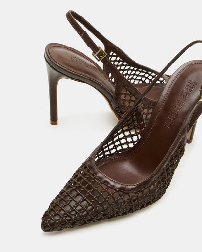 REYES Woven Brown Slingback Stiletto Pointed-Toe Pump Women's Heel - Steve Madden