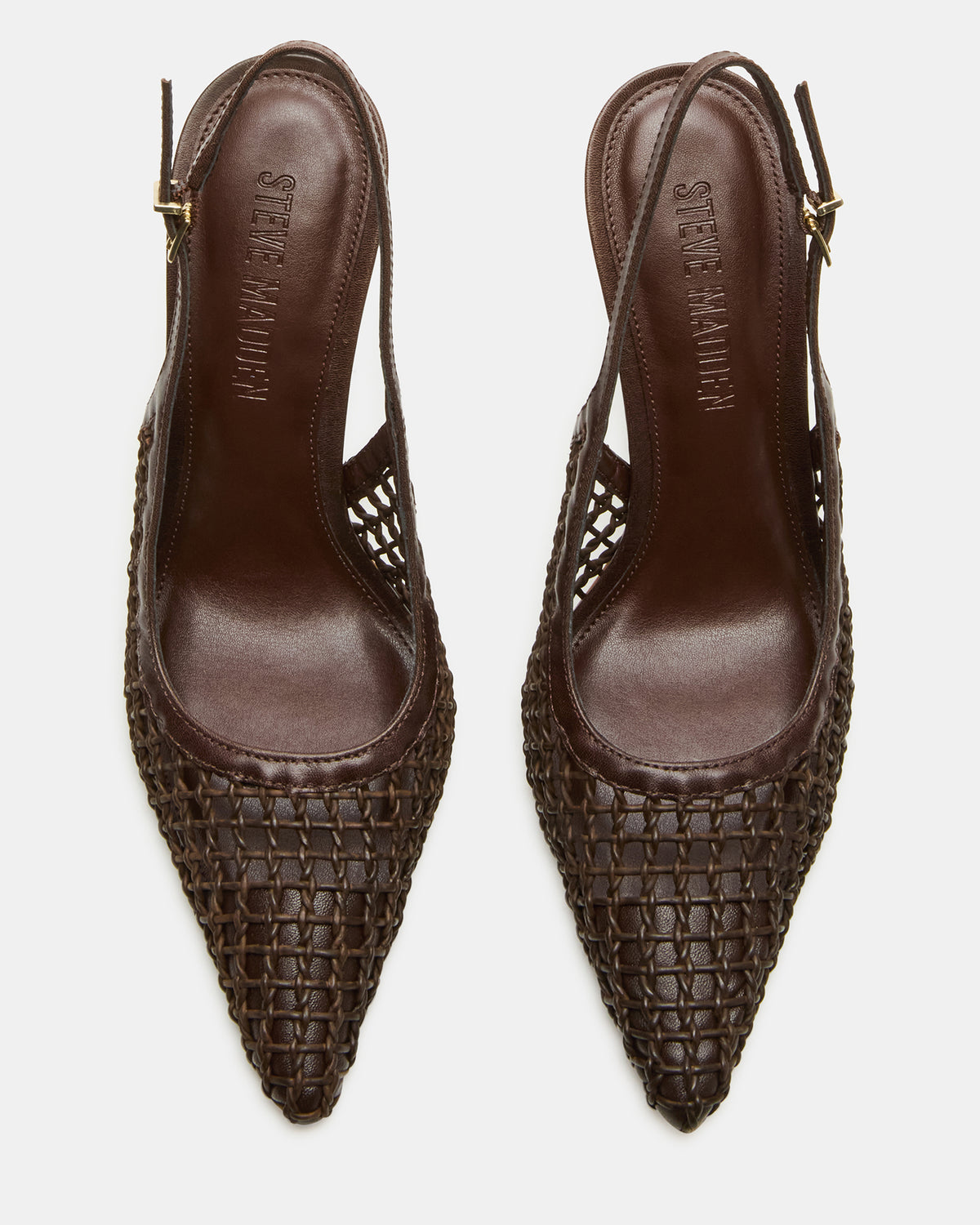REYES Woven Brown Slingback Stiletto Pointed-Toe Pump Women's Heel - Steve Madden