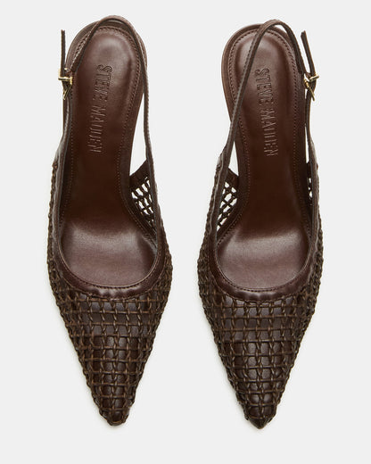 REYES Woven Brown Slingback Stiletto Pointed-Toe Pump Women's Heel - Steve Madden
