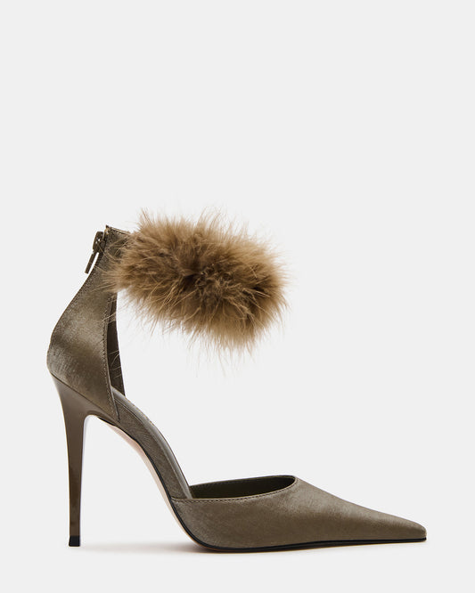 ELUSIVE Olive Satin Pointed-Toe Stiletto Pump Women's Heel - Steve Madden