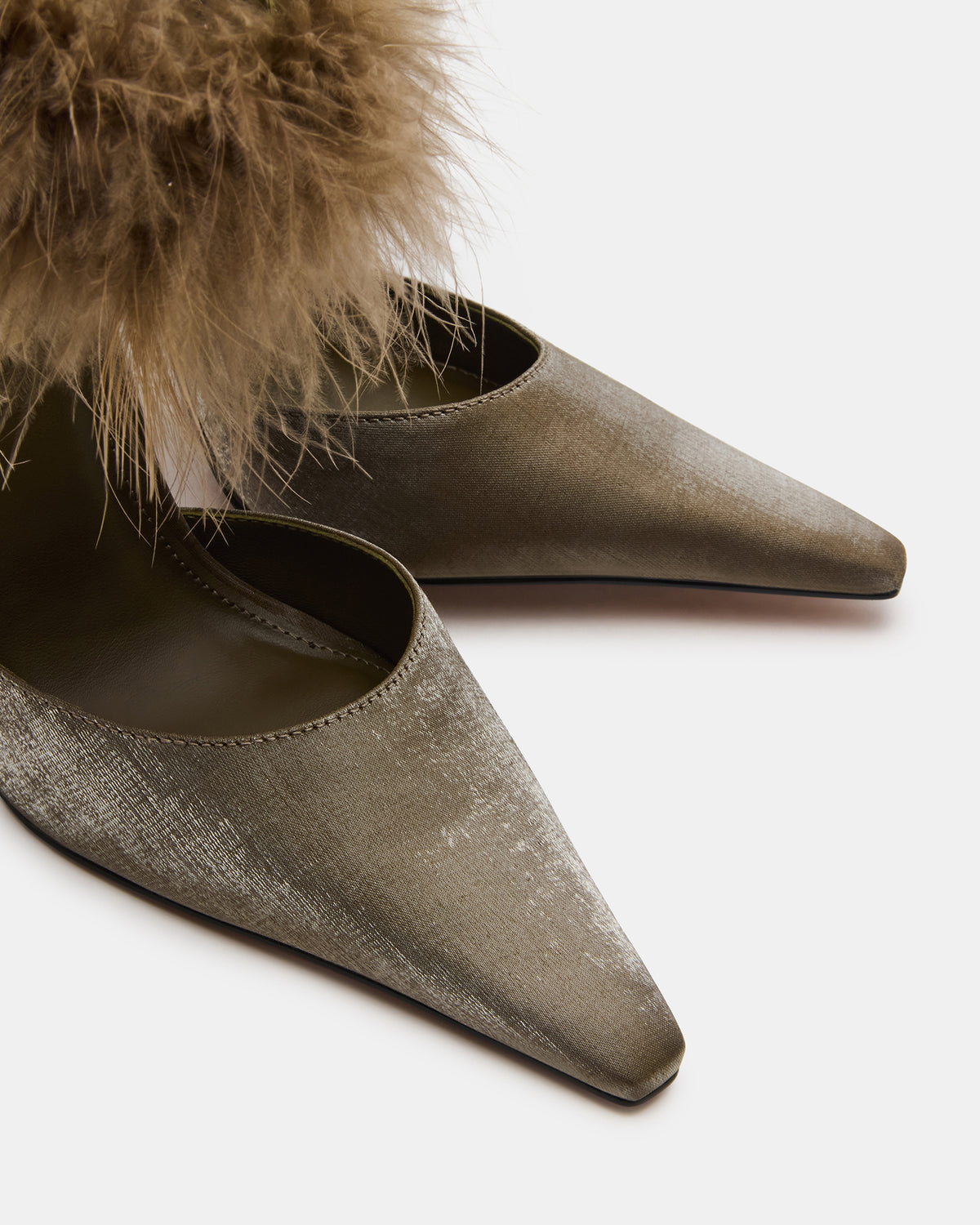 ELUSIVE Olive Satin Pointed-Toe Stiletto Pump Women's Heel - Steve Madden