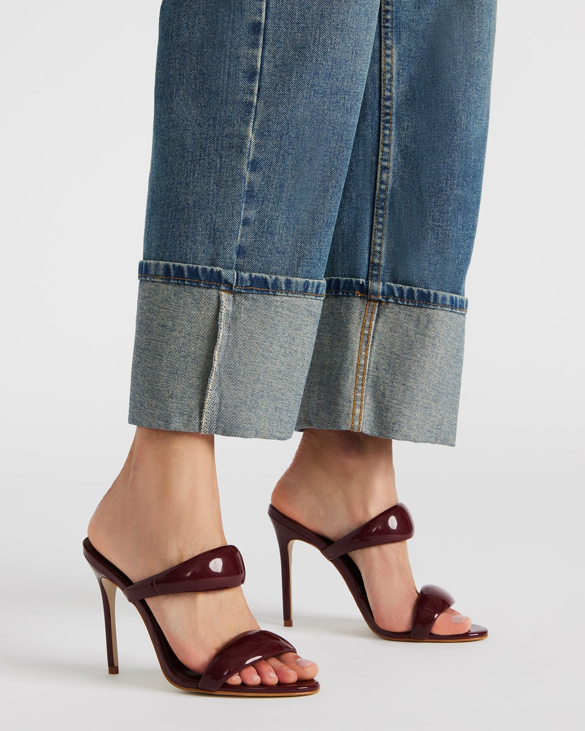 SATURN Wine Patent Stiletto Mule Women's Heel - Steve Madden