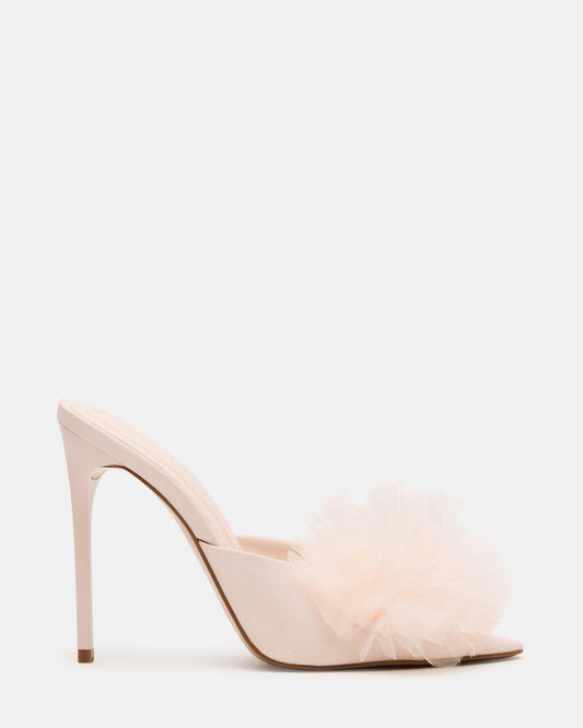 AFFINITY Tulle Light Pink Pointed-Toe Stiletto Mule Women's Heel - Steve Madden