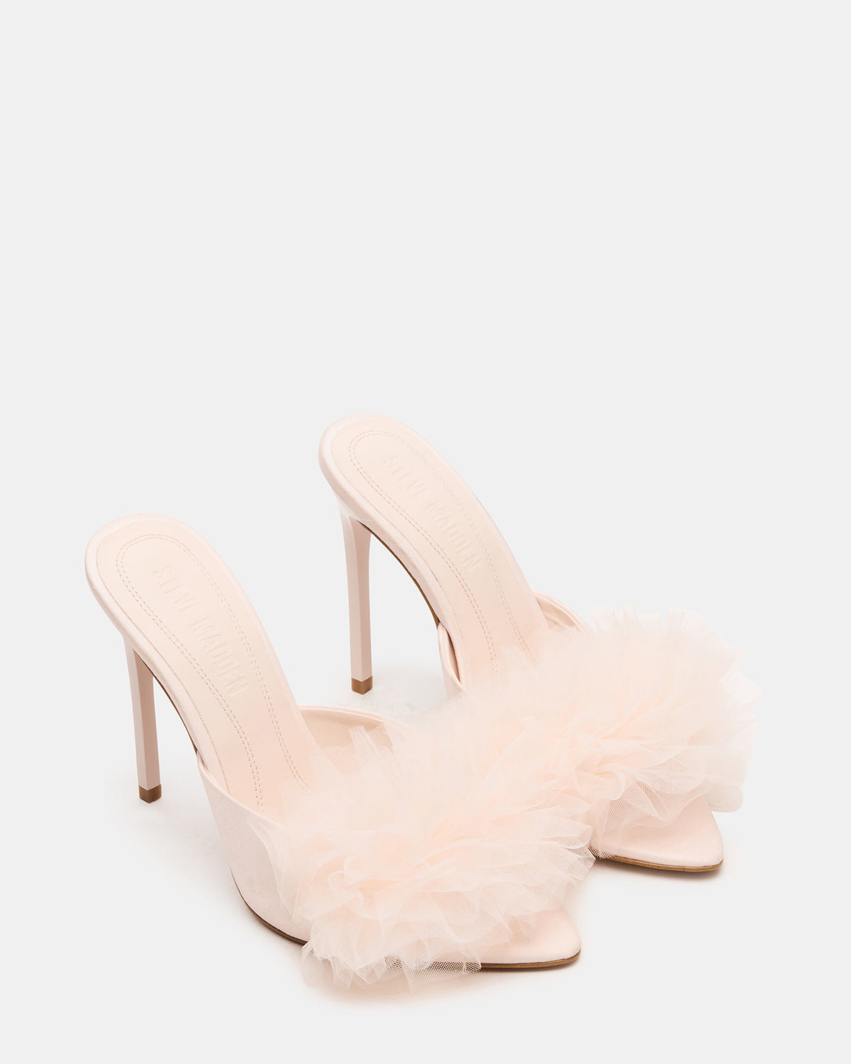 AFFINITY Tulle Light Pink Pointed-Toe Stiletto Mule Women's Heel - Steve Madden