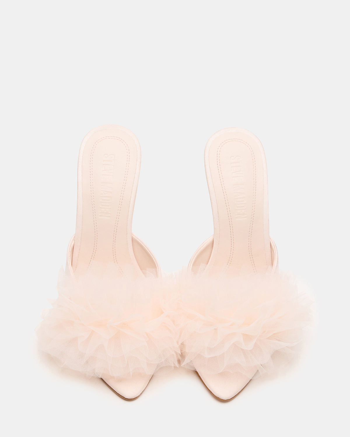 AFFINITY Tulle Light Pink Pointed-Toe Stiletto Mule Women's Heel - Steve Madden