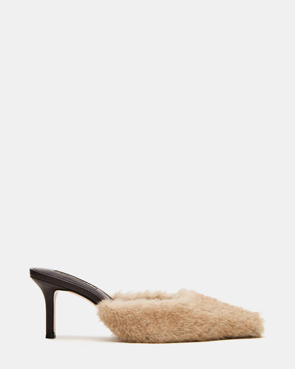 ALEXI Faux Fur Tan Pointed-Toe Mule Women's Heel - Steve Madden