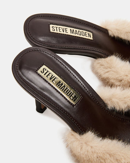 ALEXI Faux Fur Tan Pointed-Toe Mule Women's Heel - Steve Madden