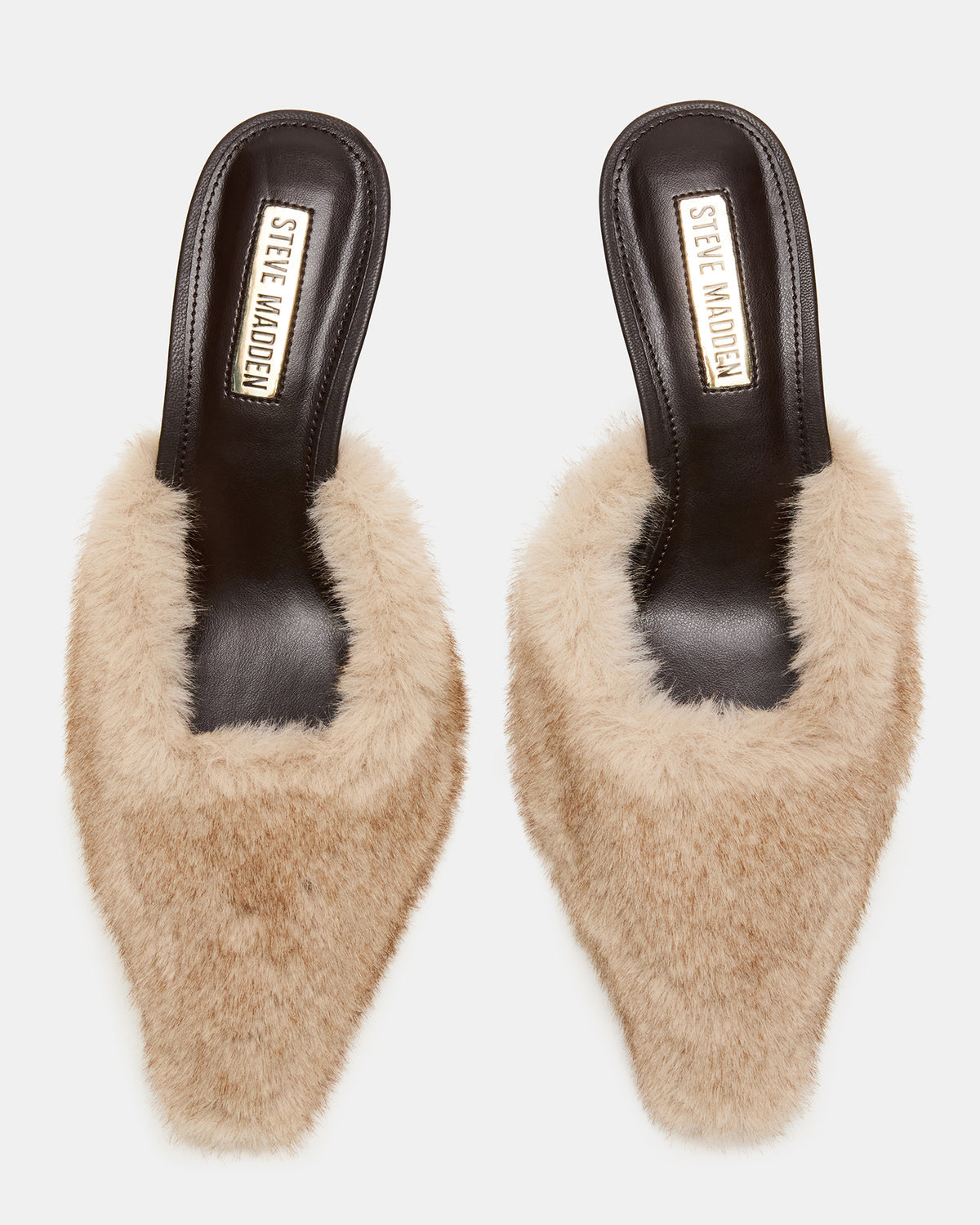ALEXI Faux Fur Tan Pointed-Toe Mule Women's Heel - Steve Madden