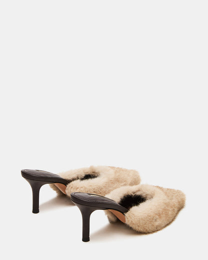 ALEXI Faux Fur Tan Pointed-Toe Mule Women's Heel - Steve Madden