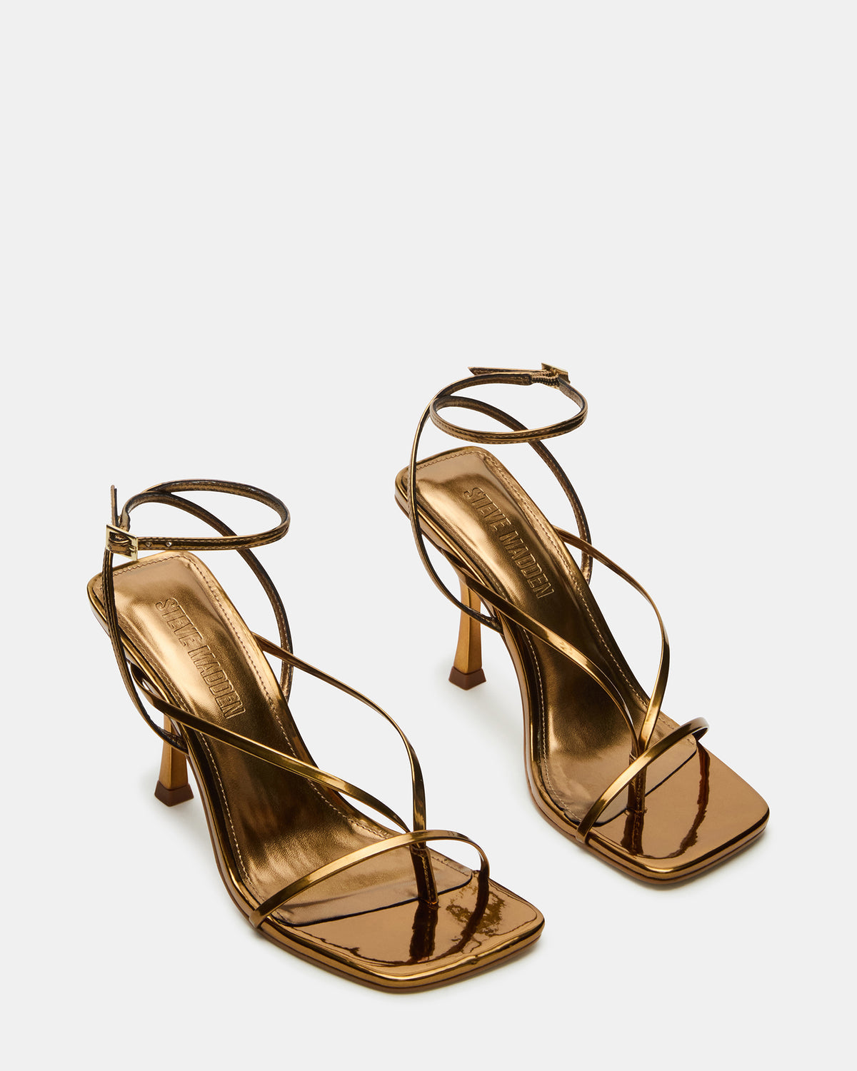 ANNIE Bronze Women's Strappy Square Toe Heel - Steve Madden