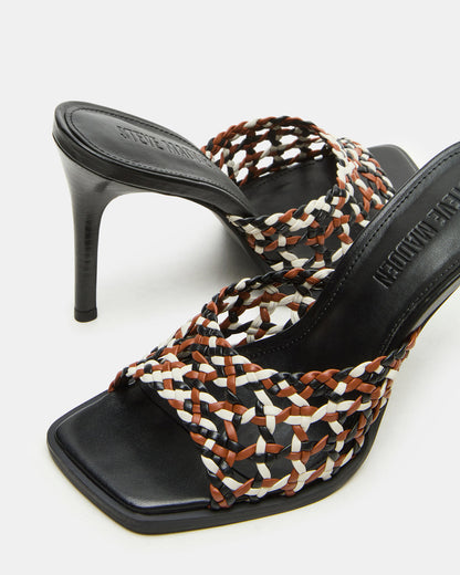 TIKKI Brown Multi Square-Toe Mule Stiletto Women's Heel - Steve Madden