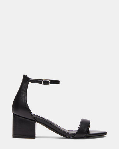 IRENEE Black Leather Women's 2 Inch Block Heel - Steve Madden