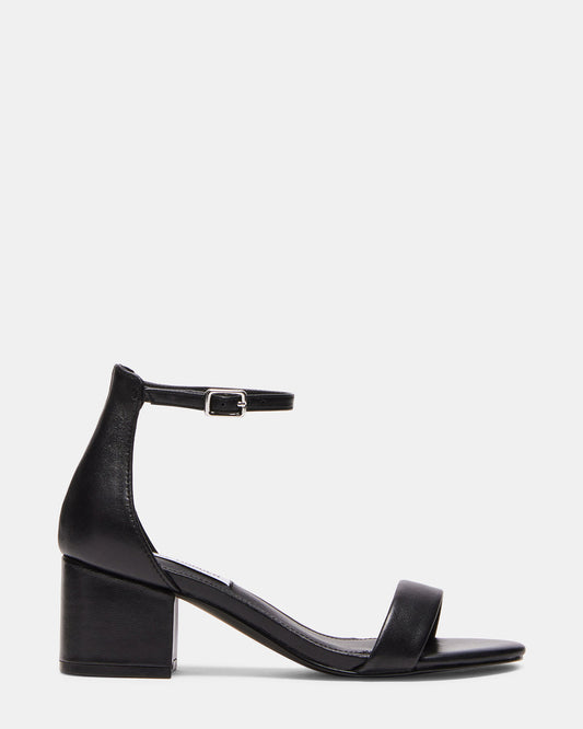 IRENEE Black Leather Women's 2 Inch Block Heel - Steve Madden