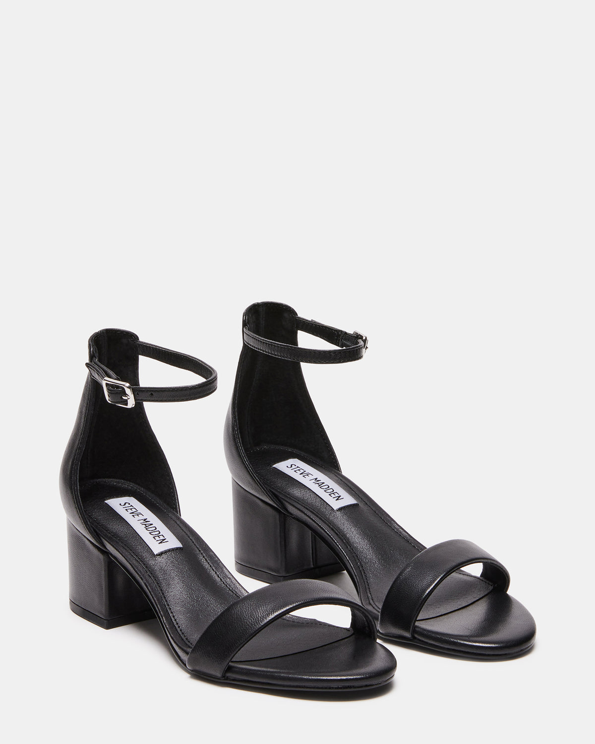 IRENEE Black Leather Women's 2 Inch Block Heel - Steve Madden