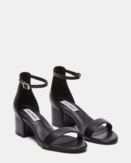 IRENEE Black Leather Women's 2 Inch Block Heel - Steve Madden