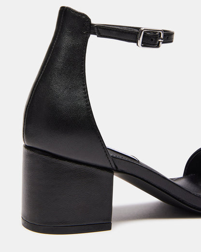 IRENEE Black Leather Women's 2 Inch Block Heel - Steve Madden