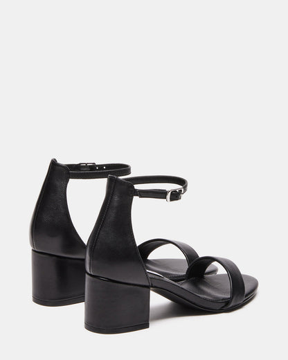 IRENEE Black Leather Women's 2 Inch Block Heel - Steve Madden