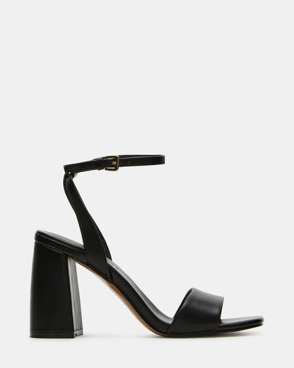 MESSA Black Leather Women's Square-Toe Block Heel - Steve Madden